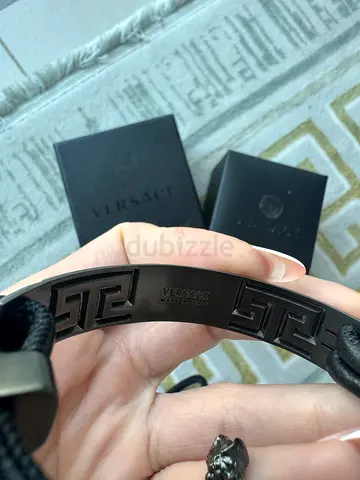 Versace black rubber Greca men's bracelet with original box