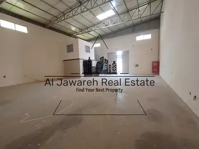 Warehouse for rent in Umm Al Quwain in the new industrial area, 2635 sq ft, 25 kW electricity, and the price is 74,935 AED