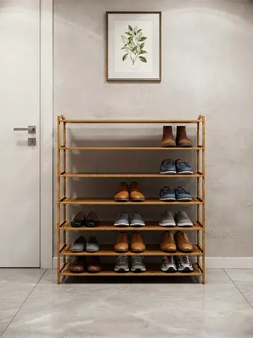Ikea Wooden 7-Tier Shoe Rack — Slim, Natural Finish. 89 x 98 cm