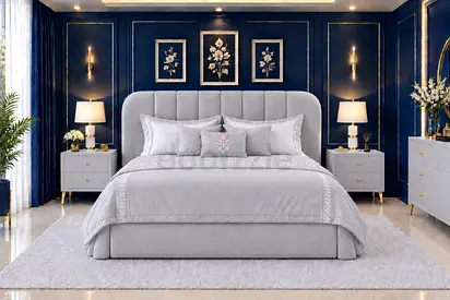 Brand New Light grey upholstered Queen  bed with headboard storage bed modern style queen size bed
