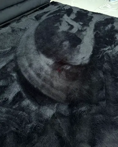 Black fluffy carpet