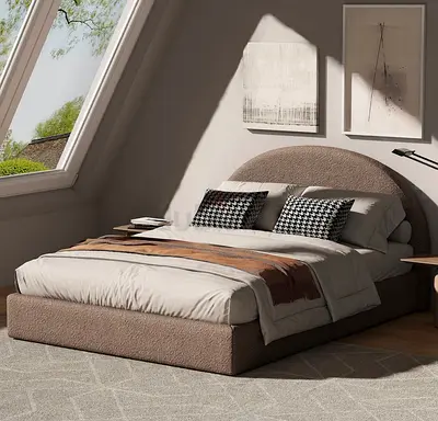 Luxury Twin Size Upholstered Bed Frame | Modern Curved Design |