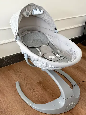 Baby swing/rocker in grey with canopy and toy bar - used once!