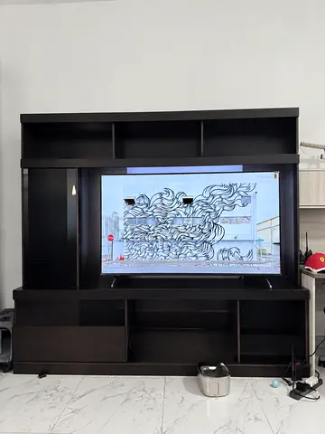 Dark Wood Entertainment Center / TV Unit with Shelves and Cabinets(TV sold separately)