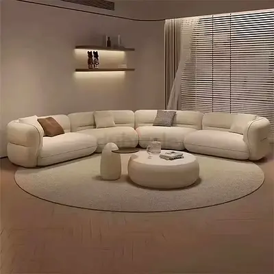Modern Curved Cream Sectional Sofa Set