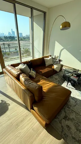 West Elm Leather L Shape Sofa
