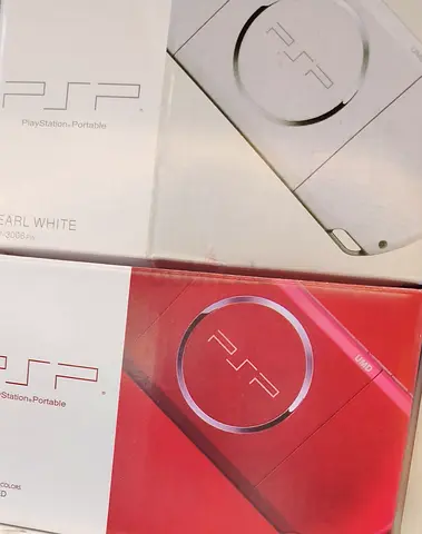Sony PSP portable console with original boxes (white + red+ cayn) - good condition