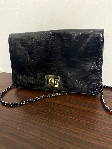 Black classic leather handbag