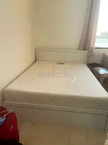 White Double Bed with Storage and Mattress - Good Condition
