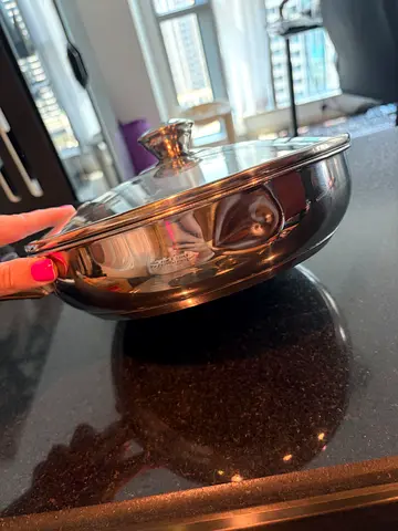 Stainless steel frying pan with glass lid - good condition