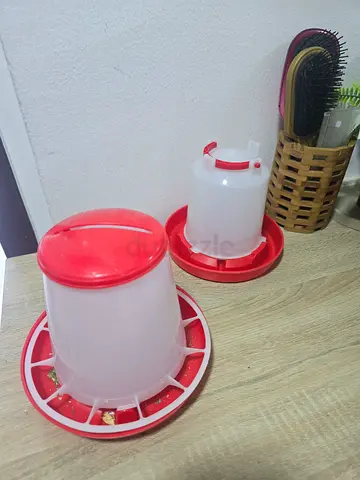 Plastic chicken feeder and waterer set - good used condition
