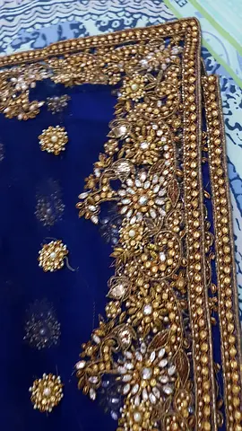Beautiful shaded net sari with Kundan work, as new,with blouse and underskirt worn once