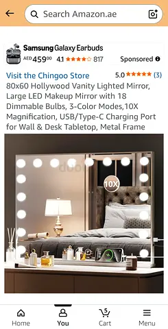 Hollywood Lighted Vanity Mirror 80x60cm with 18 LED Bulbs & 10X Magnifier