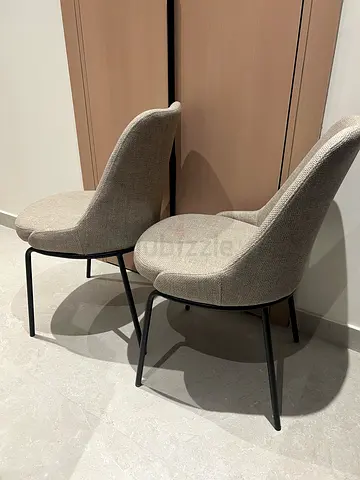 Set of 2 modern dining chairs with black metal legs - light grey