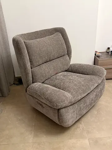 Comfortable Grey Fabric Armchair - Good Condition