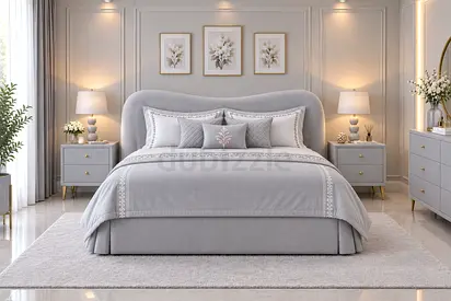 Modern Grey Upholstered king Bed with storage bed- King Size bed luxurious