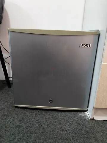 Compact Akai Mini Fridge - Silver, Good Working Condition