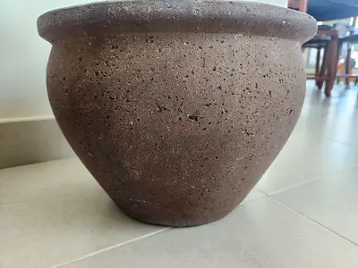 Large Textured Clay Planter / Garden Pot