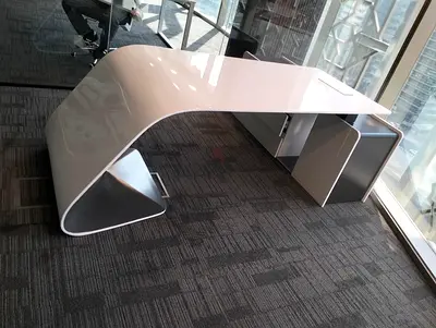 Free Delivery- Modern white curved executive office desk - unique sculptural design