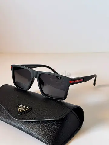 Prada Black Rectangular Sunglasses with Case