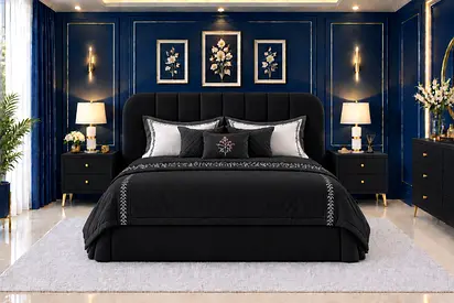 Brand new Queen bed upholstered in black with storage bed modern design queen size bed