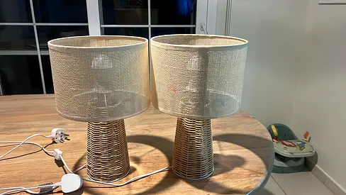 Set of rattan lamps
