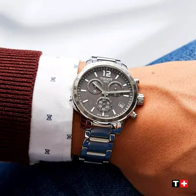 Authentic Tissot Quickster Chronograph T095.417 - The most wanted Grey / Steel version.