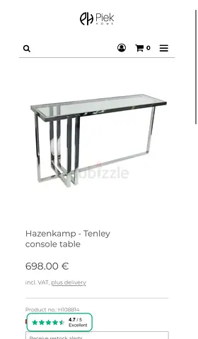 HazenKamp - Tenley console table (148x43x73 cm) with wall mount Mirror (80 cm)