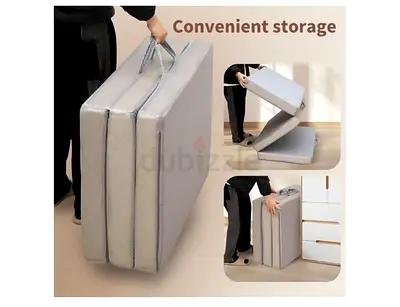 Tri-fold Portable Foldable Mattress / Guest Foam Mattress - Light Grey
