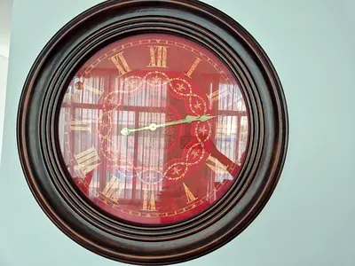 Large Dutch-designed Round Vintage-Style Wall Clock with Wooden Frame