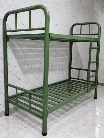 Sturdy Green Metal Bunk Bed - Single over Single, Good Condition