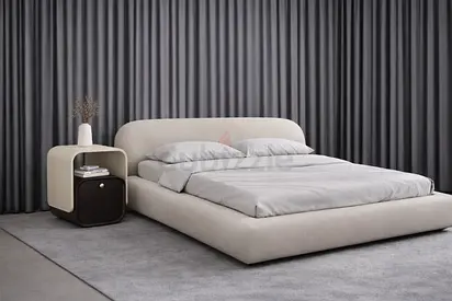 Round silhouette white super king low bed