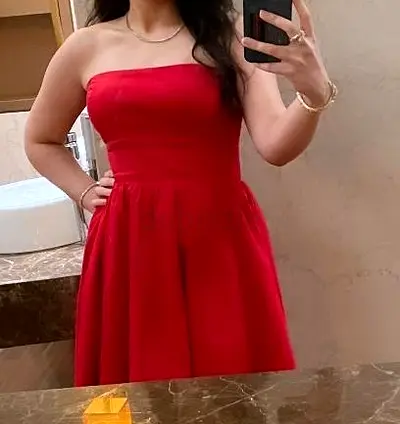 Red (the Reformation) wedding guest dress