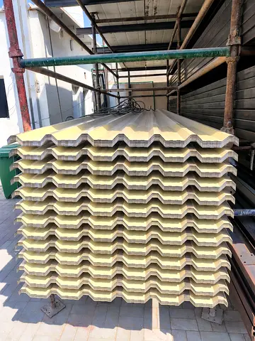 Corrugated Metal Roofing Sheets – Beige, Good Condition