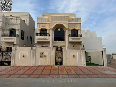 تصميم كلاسيكي راقي ومميز ~  الباهية – عجمان | 6 غرف نوم ماستر | طابقين وروف | ارتداد خارجي | سعر يشمل رسوم التسجيل  ~ تملك حر جميع الجنسيات