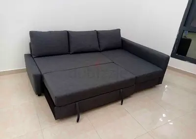 Dark Grey L-Shaped Pull Out Sofa Bed