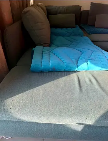 L-shaped grey fabric sofa (Ikea)