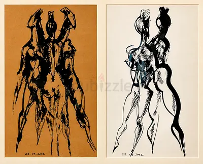 Untitled (ink & pastel on canson)