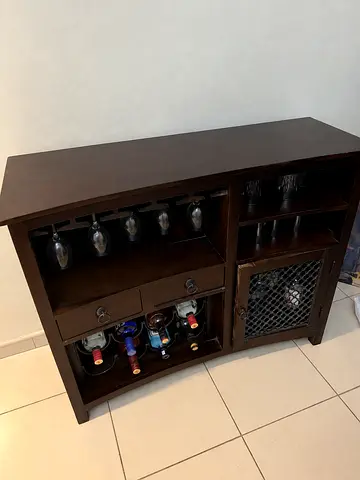 Solid Wood Sideboard / Bar Cabinet with Wine Rack and Glass Holders