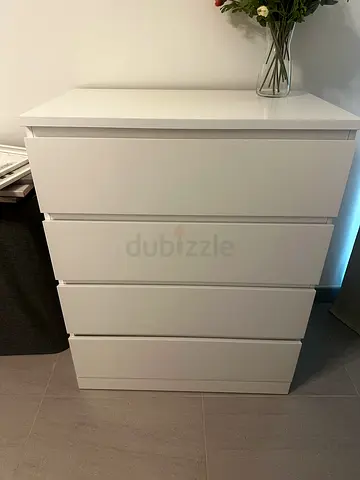 IKEA MALM 4-Drawer Chest – High-Gloss White – 80x100 cm