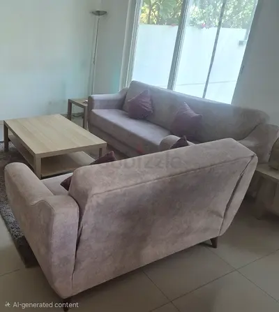 Light cafe colour 3-seater & 2-seater sofa-beds with storage — very good condition