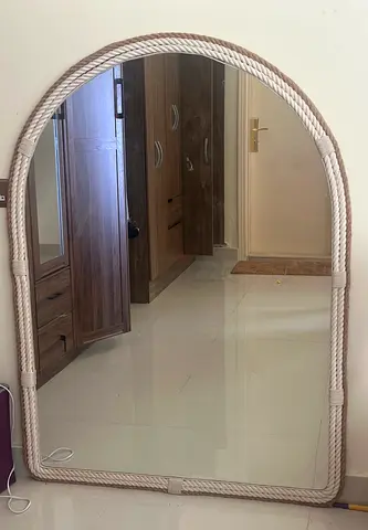 Large Arched Full-Length Wall Mirror with Rope-Style Frame. 135*100 CM