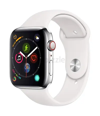 Apple Watch Series 4 stainless Steel (Silver) with White Sport Band + 2 Bands Good condition