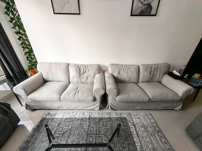 Light grey 2-seater sofa set (used, good condition)