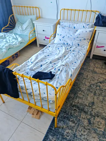 Yellow Metal Single Bed Frame - Set of 3 (Good Used Condition)
