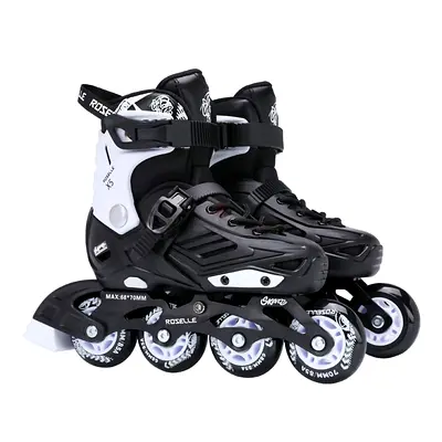 Adjustable Black & White Inline Roller Skates, Size Adjustable