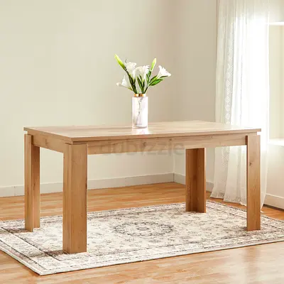 Solid Wood Dining Table - Natural Finish, 6 Seater (Like New)