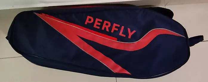 Perfly badminton racket bag - holds 2 rackets, navy/red extra compartment for shoes as well
