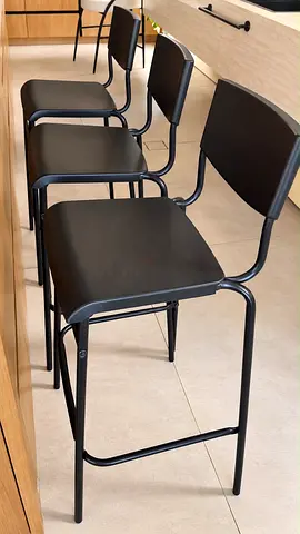 Modern Black Bar Stools – Set of 3