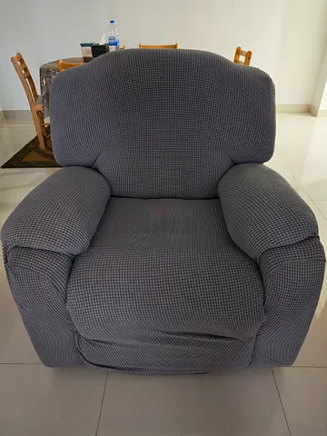 Comfortable single gray recliner armchair in good condition 2PCS